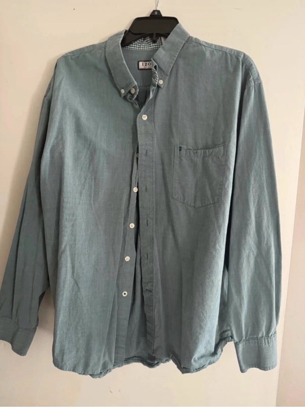 Izod Men's Button-Down Shirt in Faded Teal Green